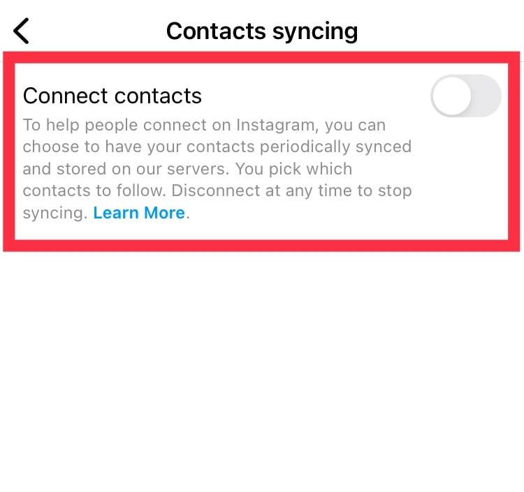insta connect contacts