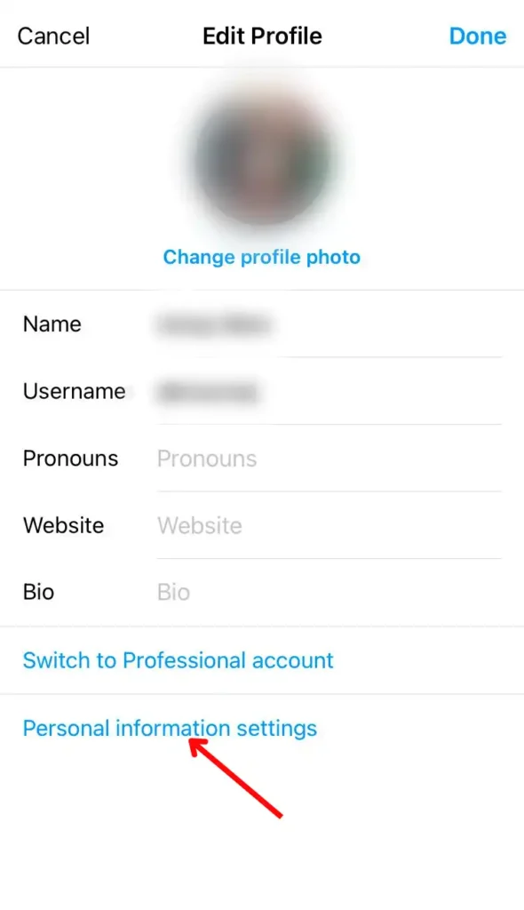 click personal info settings
